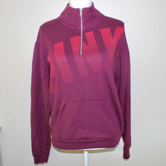 Pink Victoria Secret Maroon Colored Logo Half Zip Sweater - Size Extra Small - Picture 1 of 8